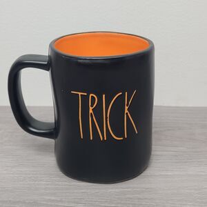 Rae Dunn by Magenta Halloween Black Mug Orange Trick Treat Interior
